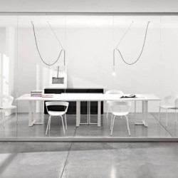Tavolo riunione meeting LineKit Swing Twist 360x120xH.73 cm - piano bianco - struttura bianco - T609