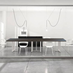 Tavolo riunione meeting LineKit Swing Twist 360x120xH.73 cm - piano wengé - struttura alluminio - T6