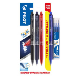 Multipack Pilot Frixion 3 penne a sfera (nero/rosso/blu) + 1 Frixion Clicker blu 0,7 mm + 3 refill F