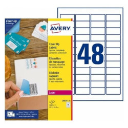 Etichette bianche coprenti Avery BlockOUT™ 45,7x21,2 mm - 48 et/foglio - stampanti laser - conf. 25 