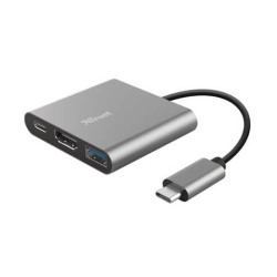 Adattatore USB-C Trust DALYX 3 - multiporta 3-in-1 HDMI, USB-A e USB-C alluminio - 23772
