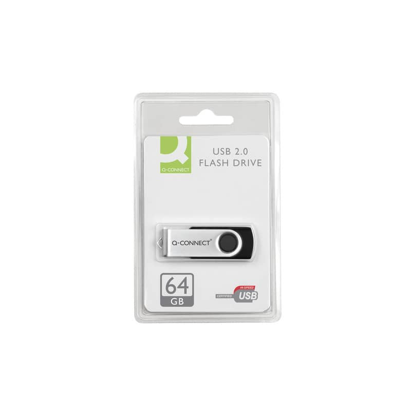 Chiavetta USB 2.0 Q-Connect Flash drive argento/nero - 64 GB