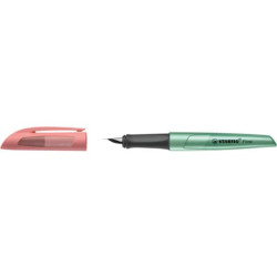 Penna stilografica Stabilo Flow Cosmetic - 0,5 mm - inchiostro blu - fusto rosa/verde metallizzato -