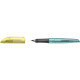 Penna stilografica Stabilo Flow Cosmetic - 0,5 mm - inchiostro blu - fusto giallo/azzurro metallizza