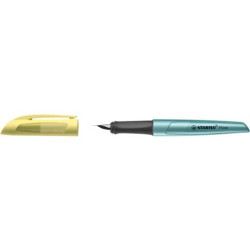 Penna stilografica Stabilo Flow Cosmetic - 0,5 mm - inchiostro blu - fusto giallo/azzurro metallizza