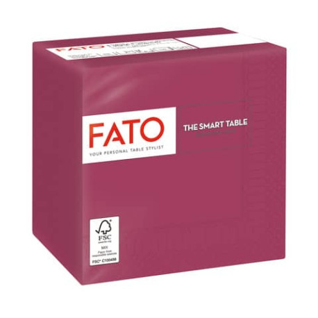 Tovaglioli piegati 2 veli Fato Smart Table pura cellulosa 24x24 cm - bordeaux conf. 100 pezzi - 8254