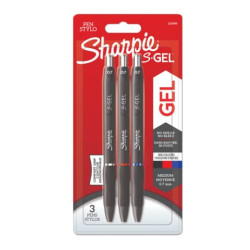 Penna gel a scatto Sharpie S-Gel - punta media 0,7 mm - Conf. 3 pezzi assortiti blu/rosso/nero 21365