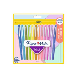Penne punta fibra Paper Mate Flair/Nylon pastel 1.1 M - tratto 0,7 mm - assortiti blister da 12 pezz