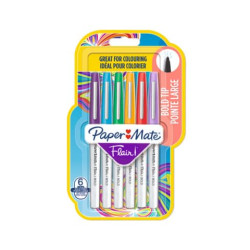 Penne punta fibra Paper Mate Flair/Nylon bold 2.0 L -  tratto 1 mm - assortiti blister da 6 pezzi - 