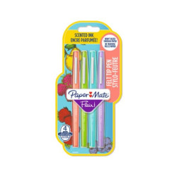 Penne punta fibra Paper Mate Flair/Nylon scented 1.1 M - tratto 1 mm - assortiti blister da 4 pezzi 