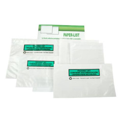 Buste adesive in carta ecologica Methodo DL trasparenti - 228x120 mm con scritta doc enclosed - conf