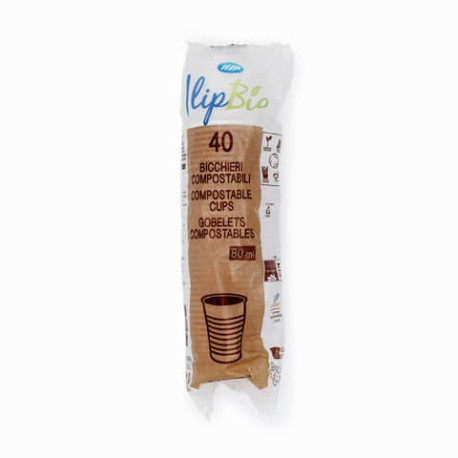 Bicchieri bianchi da caffè Ilip Bio in Mater-Bi 80 cc - h. 5,4 cm - diametro 5,7 cm - Conf. 40 pz  6