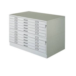 Cassettiera orizzontale in metallo a 10 cassetti Tecnostyl A0 bianco - 140x96,5x97 cm - A0/10