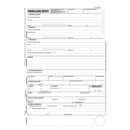 EC Formulario di identificazione rifiuti trasportati 4 copie autoricalcanti - conf. 250 fogli - 12x2