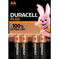 Batterie alcaline Duracell Plus100 Stilo AA - MN1500 mAh - blister da 4 - DU0101