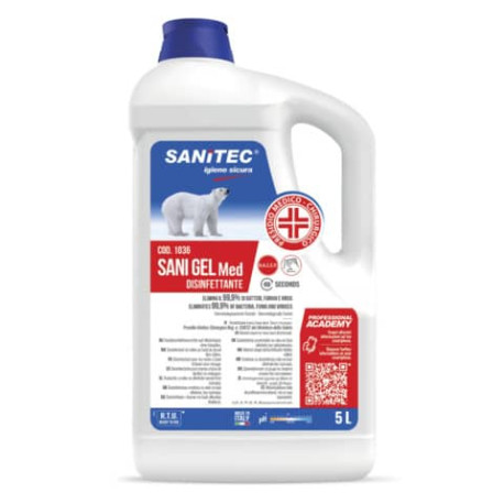 Disinfettante mani a base alcol senza risciacquo Sanitec Sani Gel Med PMC 5 lt 1036