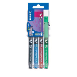 Penna roller a inchiostro liquido Pilot Hi-Tecpoint V5 -  punta 0,5 mm - 4 colori - Set2go 4 pezzi -