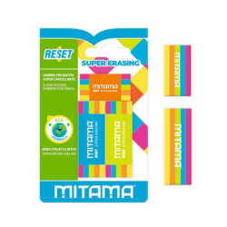 Gomma per matita alta qualità Mitama Eco-Material Arcobaleno - colori assortiti - blister 2+1 pezzi 