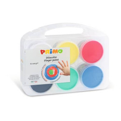 Tempera a dita Primo 100 g - valigetta 6 colori assortiti in vasetti in polipropilene - 221TD100SP