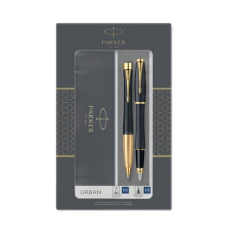 Duo Set Parker - Penna a sfera Urban Metal Black GT + penna stilografica  tratto M blu - conf. 2 pz - - Lineacontabile