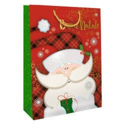 Shopper Natalizia "Babbo Natale" - 25,5x32,5x13,5 cm - conf. 6 pezzi Biembi BXS202P10C