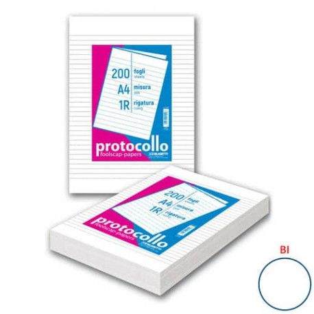 Fogli protocollo A4 - 120 gr/mq - Blasetti bianco - Risma da 100 fogli - 7149