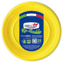 Piatti fondi gialli in polistirene h.32 mm conf. 25 pz Dopla Reusable Ø 205 mm 11756