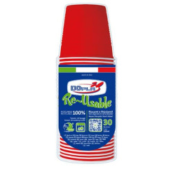 Bicchieri rosso in polistirene conf. 30 pz Dopla Reusable 230 ml 22627