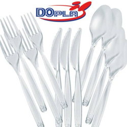 Cucchiai magnum Compact trasparenti in polistirene conf. 50 pz. Dopla Reusable 180 mm - 3439