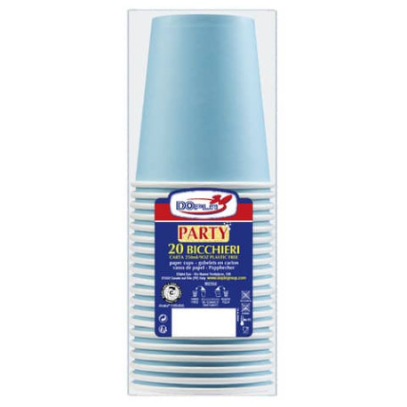 Bicchieri carta WD 250ml conf. 20 pz Dopla Green azzurro 42163
