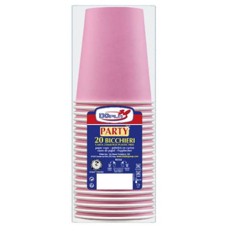 Bicchieri carta WD 250ml conf. 20 pz Dopla Green rosa 42165