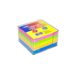 Dispenser neutro trasparente con blocco in carta colorata non collato 90x90 mm Memoidea 500 fogli - 