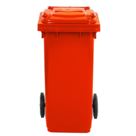 Bidone carrellato per raccolta differenziata 120 lt con coperchio PEHD  Mobil Plastic rosso - 1/120/5 - Lineacontabile